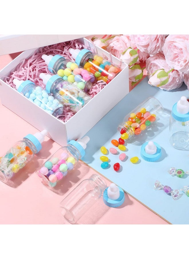 Unittype 48 Pcs 4.5 Inch Baby Bottle Shower Favor Mini Plastic Candy Bottle Baby Shower Bottles Fillable Feeding Bottle Candy Box For Party Boy Girl Birthday Newborn Baby Baptism With Removable Blue Tops - Image 5
