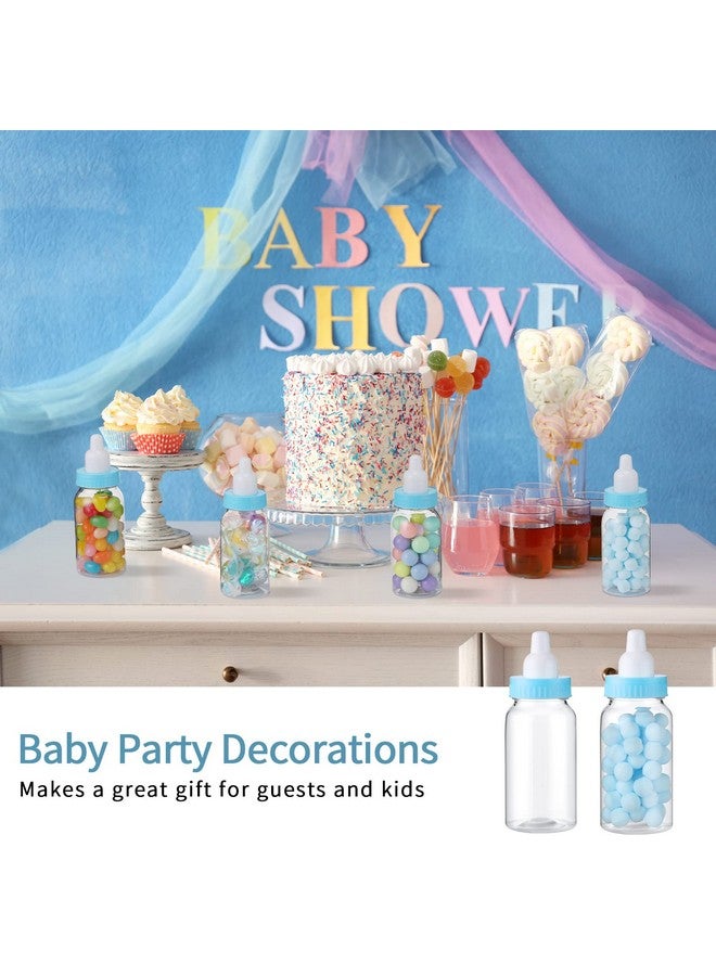 Unittype 48 Pcs 4.5 Inch Baby Bottle Shower Favor Mini Plastic Candy Bottle Baby Shower Bottles Fillable Feeding Bottle Candy Box For Party Boy Girl Birthday Newborn Baby Baptism With Removable Blue Tops - Image 4