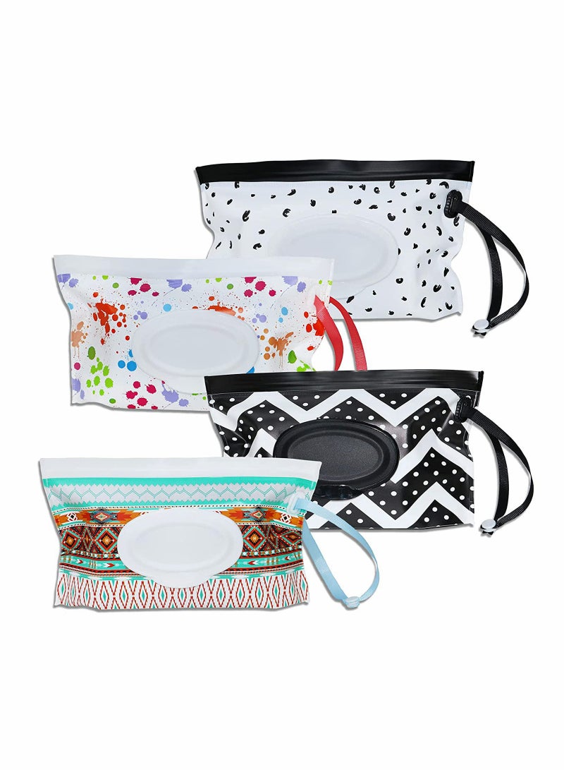 KASTWAVE Baby Wipe Dispenser, Reusable Wipe Holder Wipes Pouch Container(4 Pack) - Image 1