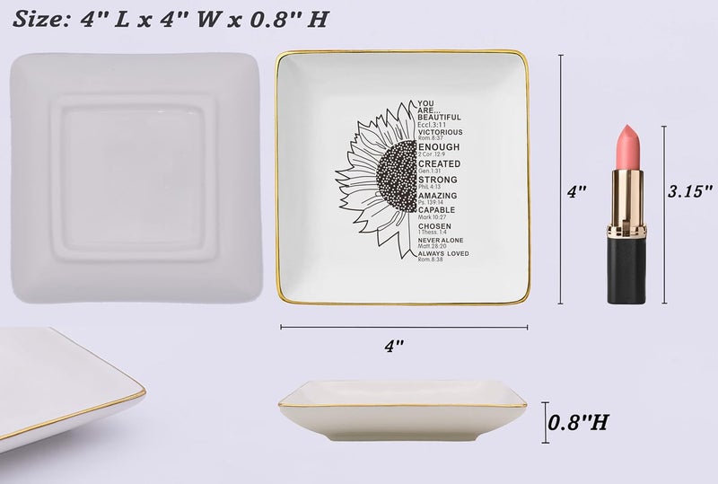 NZY Mother's Day,Birthday,Graduation,New Year Christmas Gift for Woman,Christian Scripture Religious Bible Verse Gifts,Affirmations Inspirational Reminder Present,Jewelry Tray Trinket Holder Ring Dish - Image 5
