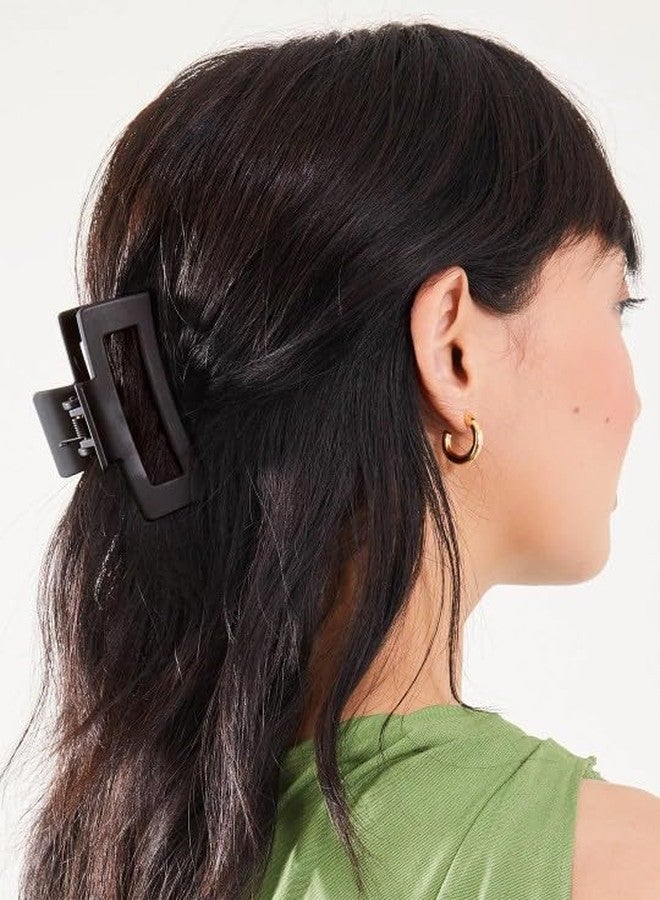 DOLO Set of 2 Rectangle Hair Clips for Women and Girls black and brown claw Clips for Thin Hair (BLACK BROWN) - Image 3