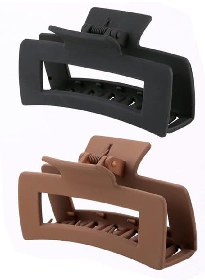 DOLO Set of 2 Rectangle Hair Clips for Women and Girls black and brown claw Clips for Thin Hair (BLACK BROWN) - Image 1