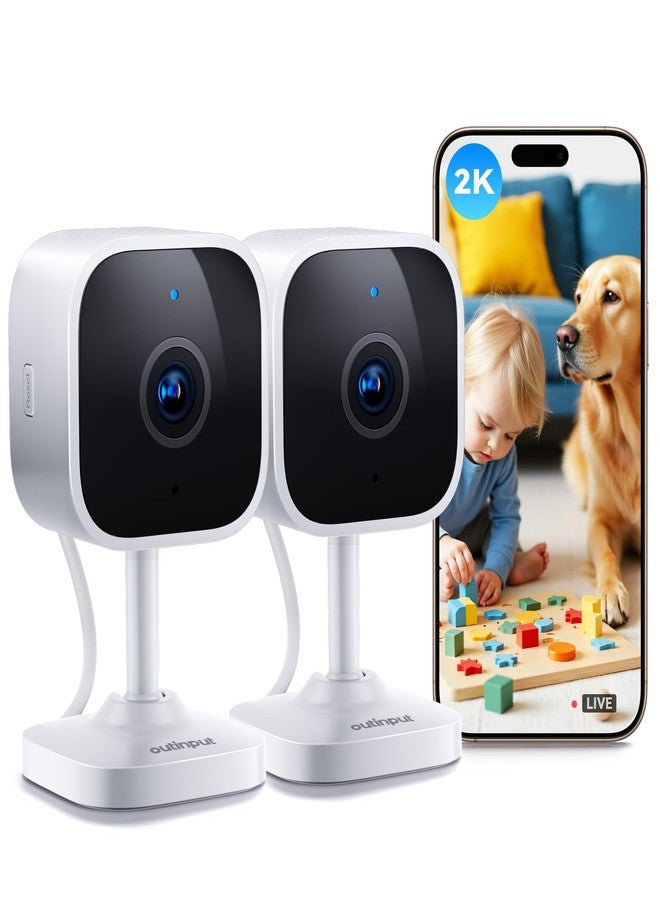 Outinput Indoor Security Camera, 2K WiFi Home Camera for Baby Monitor/Pet/Dog, Motion Detect, Night Vision, 2-Way Audio, Instant App Alerts, Cloud & Local Storage, Share to Family 2-Pack (White) - Image 1