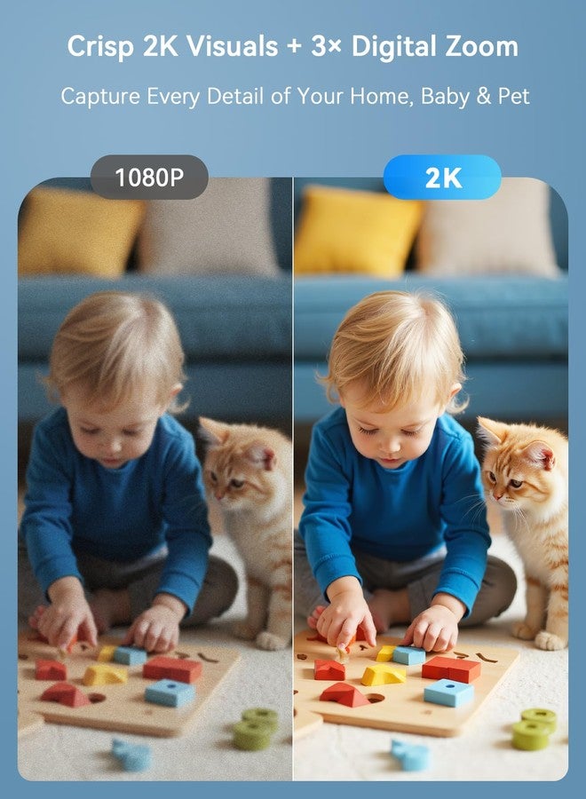 Outinput Indoor Security Camera, 2K WiFi Home Camera for Baby Monitor/Pet/Dog, Motion Detect, Night Vision, 2-Way Audio, Instant App Alerts, Cloud & Local Storage, Share to Family 2-Pack (White) - Image 3