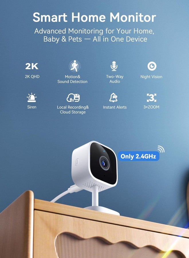 Outinput Indoor Security Camera, 2K WiFi Home Camera for Baby Monitor/Pet/Dog, Motion Detect, Night Vision, 2-Way Audio, Instant App Alerts, Cloud & Local Storage, Share to Family 2-Pack (White) - Image 2
