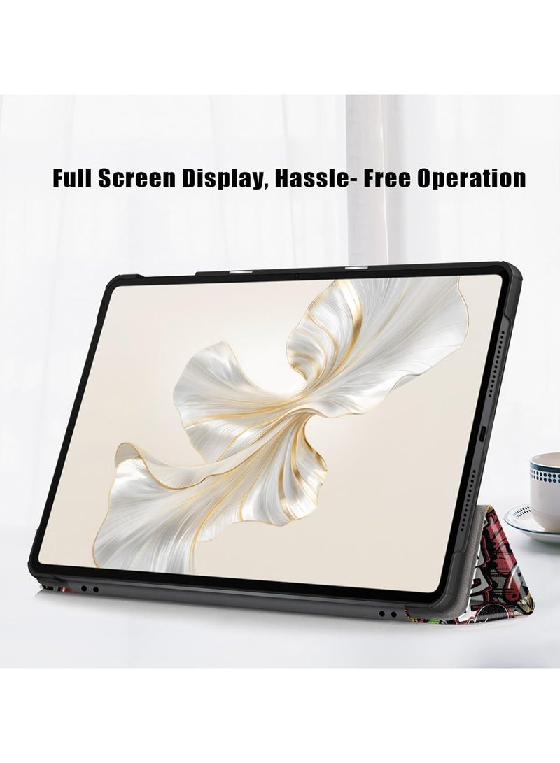 VKL Case Compatible with Honor Pad 9 12.1 Inch Tablet 2023, Trifold Multi Viewing Angles Stand Lightweight Shell Cover (Graffiti) - Image 4