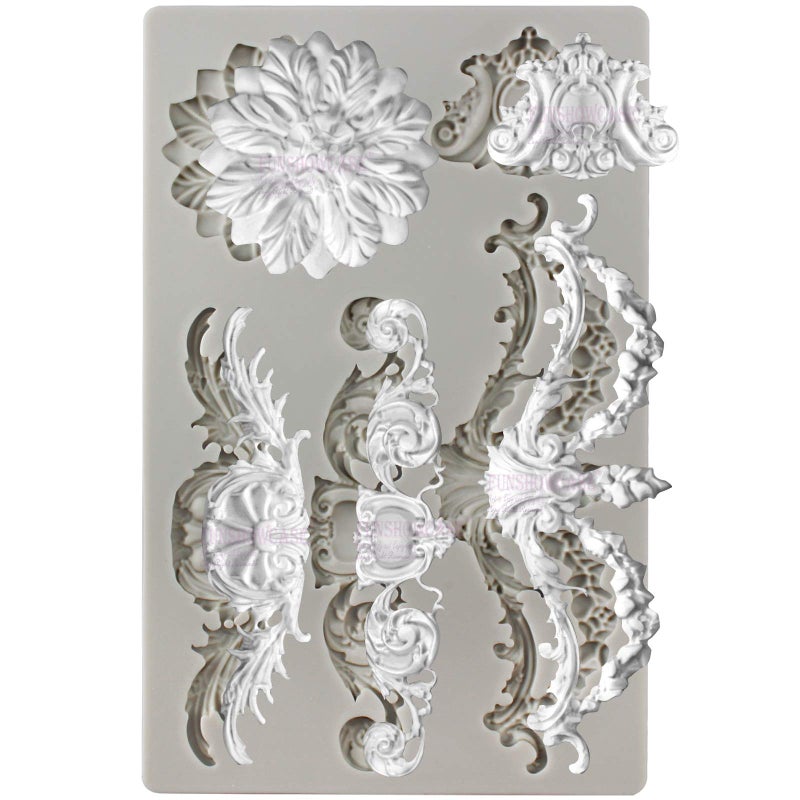 FUNSHOWCASE Baroque Style Ornament Curlicues Silicone Molds 3-Count Cherub Birdbath Scrollworks Art Deco Inspired Lace - Image 3