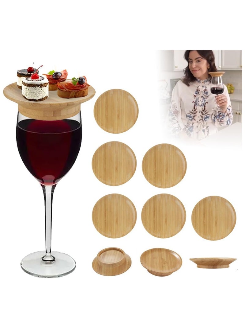 KASTWAVE 6Pcs Wine Glass Charcuterie Topper, Cup Cover Wooden Cup Lid, 2024New Wine Glass Charcuterie Board Topper, Charcuterie Wine Glass Topper, Bamboo Wine Glass Topper Coasters  - Image 1