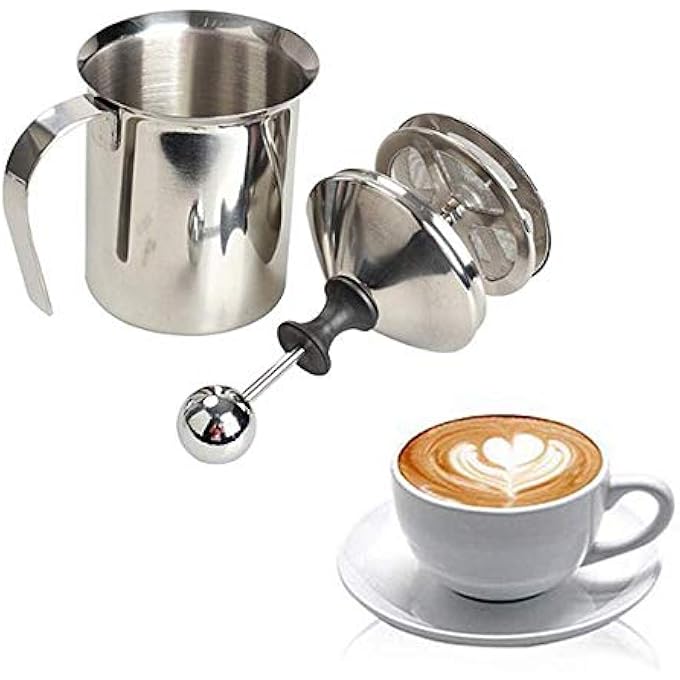 Ouka Double Mesh Mildouble Mesh Milk Frother Stainless Steel 400Ml Manual Coffee Milk Foamerk Frother Stainless Steel 400Ml Manual Coffee Milk Foamer - Image 1