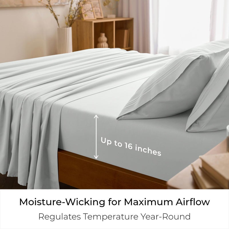 Mellanni Queen Sheets Set - 4 PC Iconic Collection Bedding - Hotel Luxury, Extra Soft, Cooling Bed Sheets - Wrinkle, Fade, Stain Resistant (Queen, Ivory) - Image 4