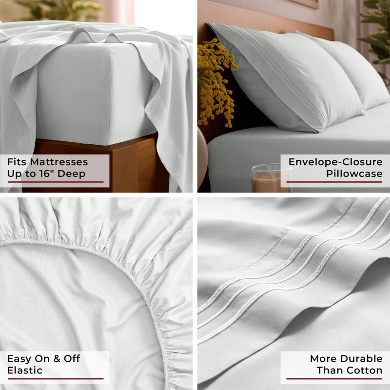 Mellanni Queen Sheets Set - 4 PC Iconic Collection Bedding - Hotel Luxury, Extra Soft, Cooling Bed Sheets - Wrinkle, Fade, Stain Resistant (Queen, Ivory) - Image 5