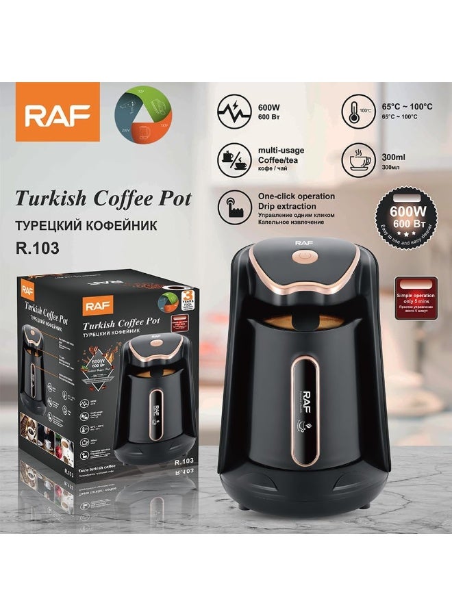 RAF Professional Turkish Coffee Machine by RAF – 600W – 300ml – Smart Temperature Control – Fast Brew – One Button Design – Modern Black Finish - Image 5