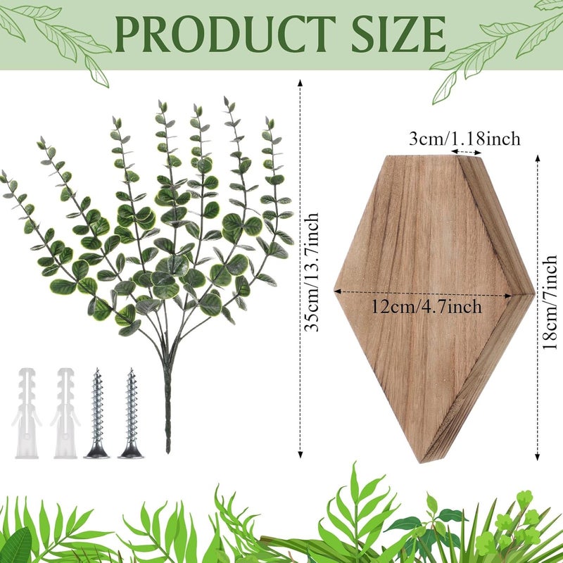 Chunful 2 Pcs Wooden Wall Planter Decor Hanging Fake Plants Greenery Flowers Holder Vase Boxes for Wall Bohemian Farmhouse Room Kitchen Office Indoor Decoration(Wooden Color,7.1 x 4.7 x 1.2 Inches) - Image 2