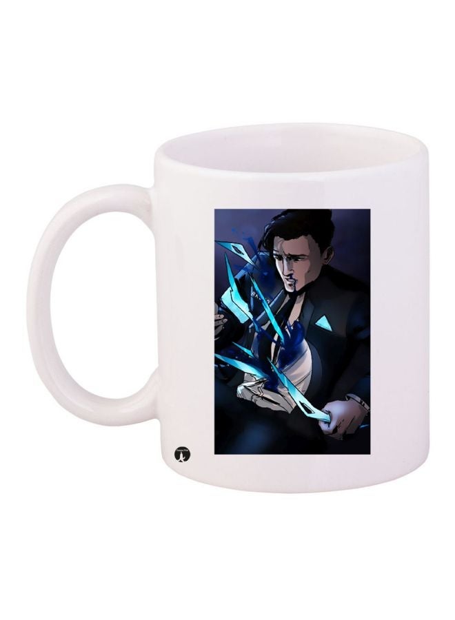 RYN Cartoon Printed Coffee Mug White/Blue/Black 11ounce