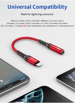 JSAUX iPhone Headphone Adapter, Lightning to 3.5mm [Apple MFi Certified] Compatible with iPhone 14/14 Pro Max-12/11/SE/X/XR/XS/8-Red  - Image 4