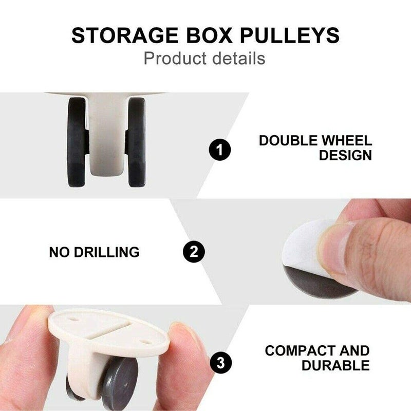 FEDDE 4Pcs Adhesive Casters Round Rollers for Cabinet Drawer Box Furniture Directional Wheels for Bin - Image 2