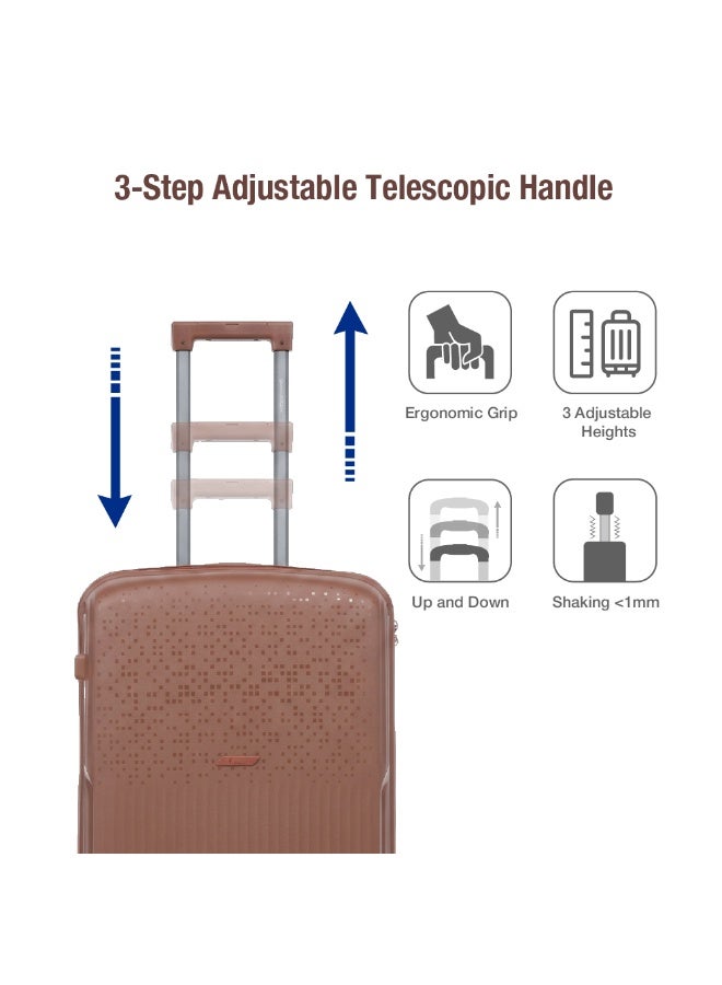 Eagle Express Neon X 24 Inch Medium Luggage Brown, PP Hard Shell Check-In Trolley Suitcase with Lightweight Design, Scratch Resistant Travel Bag, 360 Spinner Wheels, Secure Lock System and 2 Year Warranty - Image 4