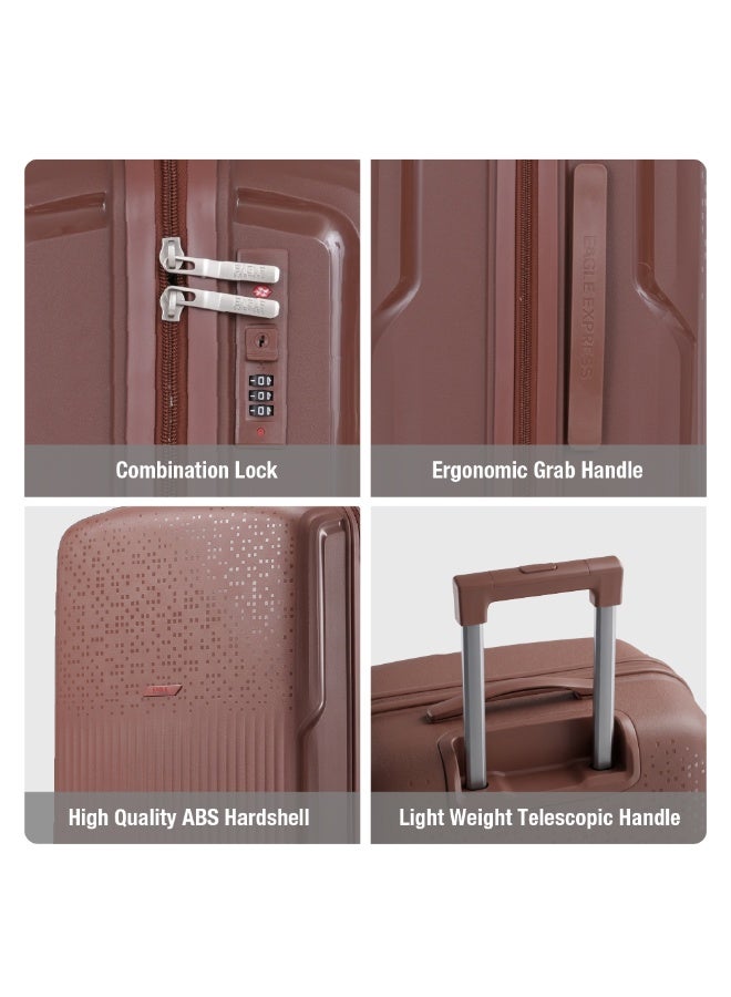 Eagle Express Neon X 24 Inch Medium Luggage Brown, PP Hard Shell Check-In Trolley Suitcase with Lightweight Design, Scratch Resistant Travel Bag, 360 Spinner Wheels, Secure Lock System and 2 Year Warranty - Image 5