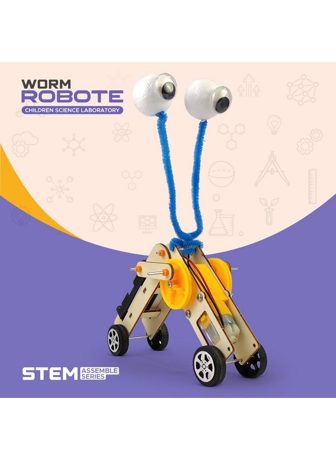 أن أتش آر - مجموعة ملحقات روبوت مختبر العلوم للأطفال من NHR Worm Robote مع عجلات ومحركات وأجزاء خشبية وأدوات - Image 1
