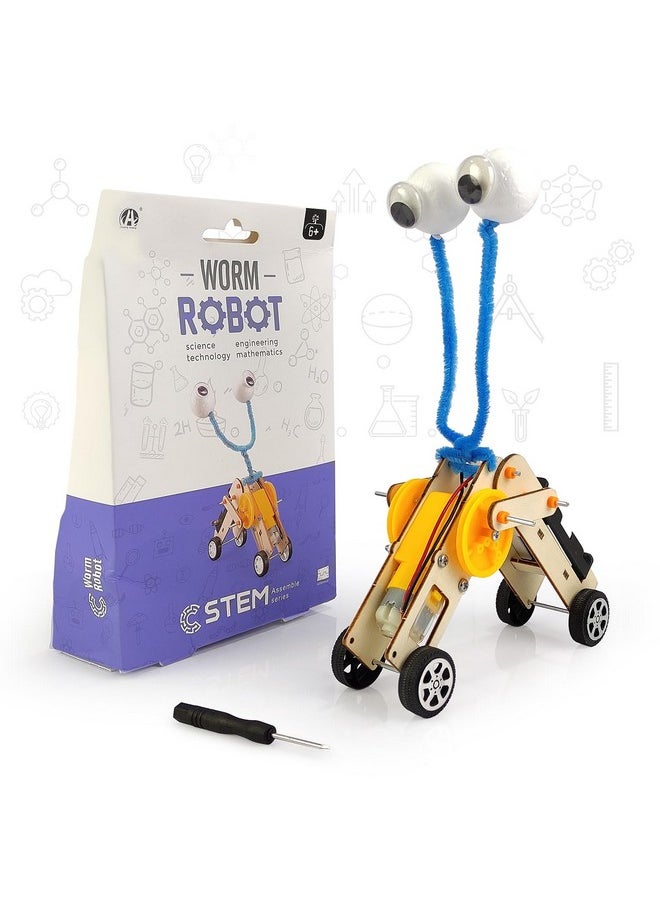 أن أتش آر - مجموعة ملحقات روبوت مختبر العلوم للأطفال من NHR Worm Robote مع عجلات ومحركات وأجزاء خشبية وأدوات - Image 1