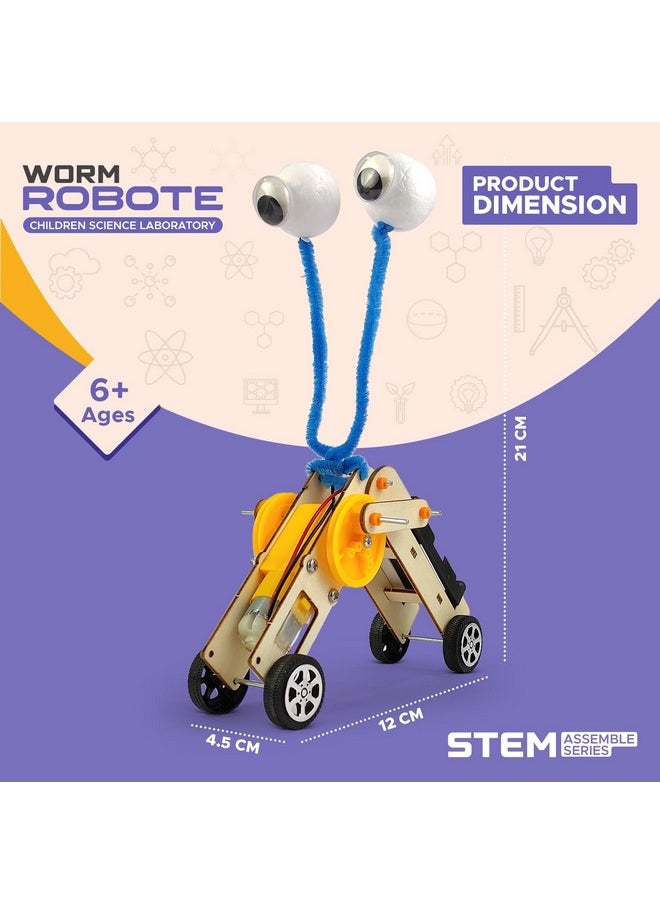 أن أتش آر - مجموعة ملحقات روبوت مختبر العلوم للأطفال من NHR Worm Robote مع عجلات ومحركات وأجزاء خشبية وأدوات - Image 1