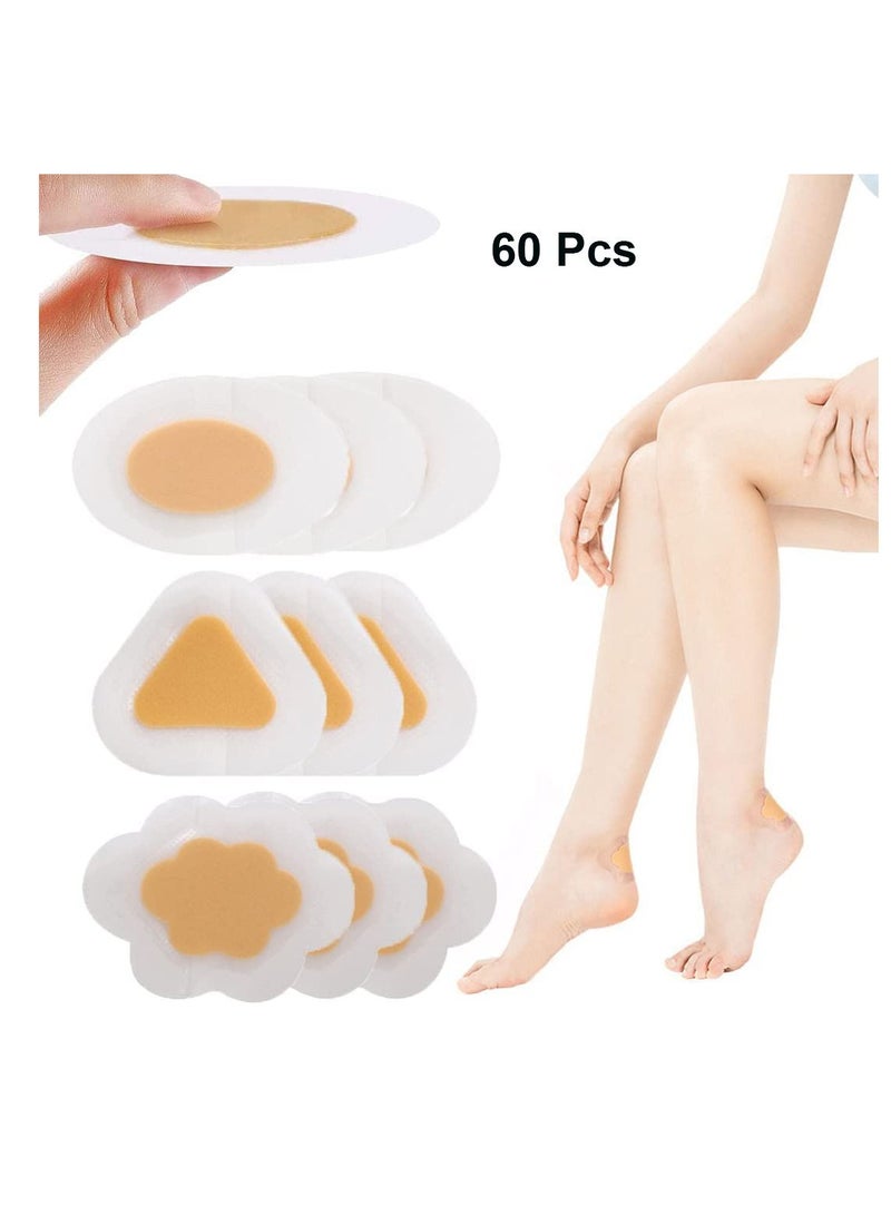SYOSI 60 Pcs Invisible Blister Cushion Pad Waterproof Adhesive Foam Foot Care Tape for Heel Toe and Guard Skin Moleskin Feet Chafing Prevention 3 Patterns - Image 1