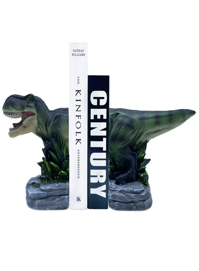 SHTWX Tyrannosaurus Rex Dinosaur Bookends Home Decorative Resin Bookshelf,Paper Weights, Book Ends,Bookend Supports, Book Stoppers, Set of 2 - Image 1