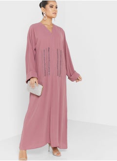 V-Neck Embellished Abaya