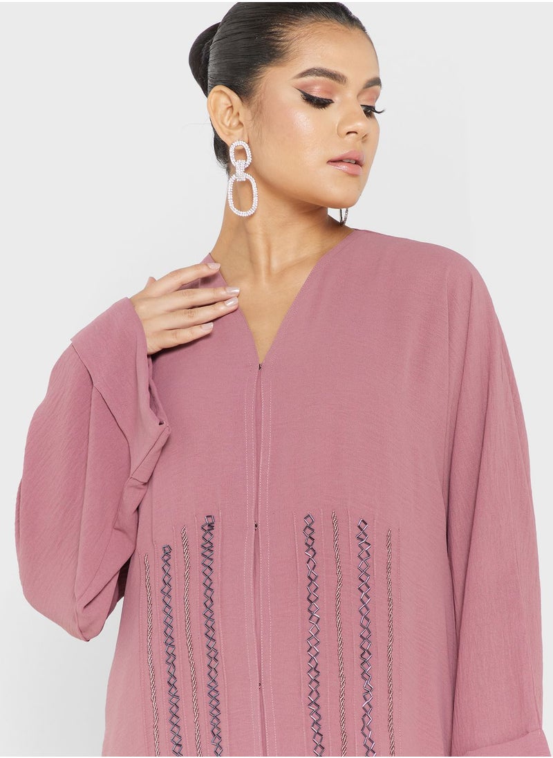 hayas closet - V-Neck Embellished Abaya - Image 1