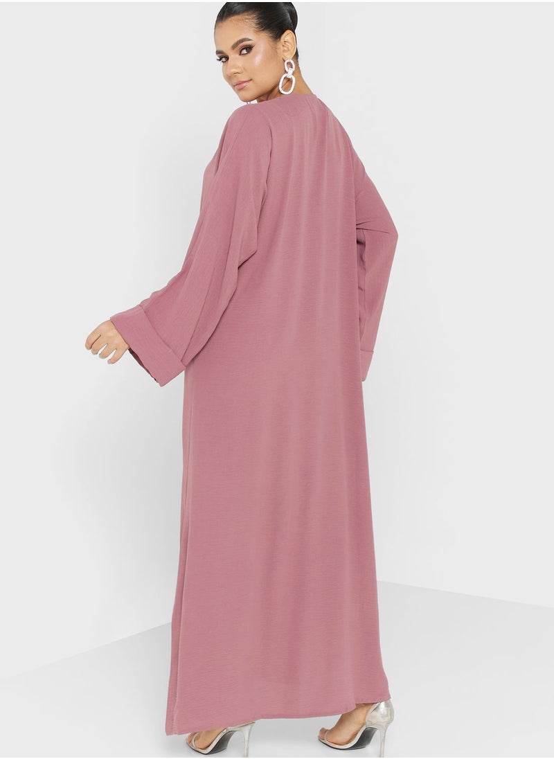 hayas closet - V-Neck Embellished Abaya - Image 1