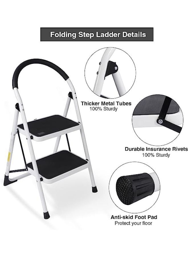 2 Steps Ladder Fold Ladder White/Black - Image 1