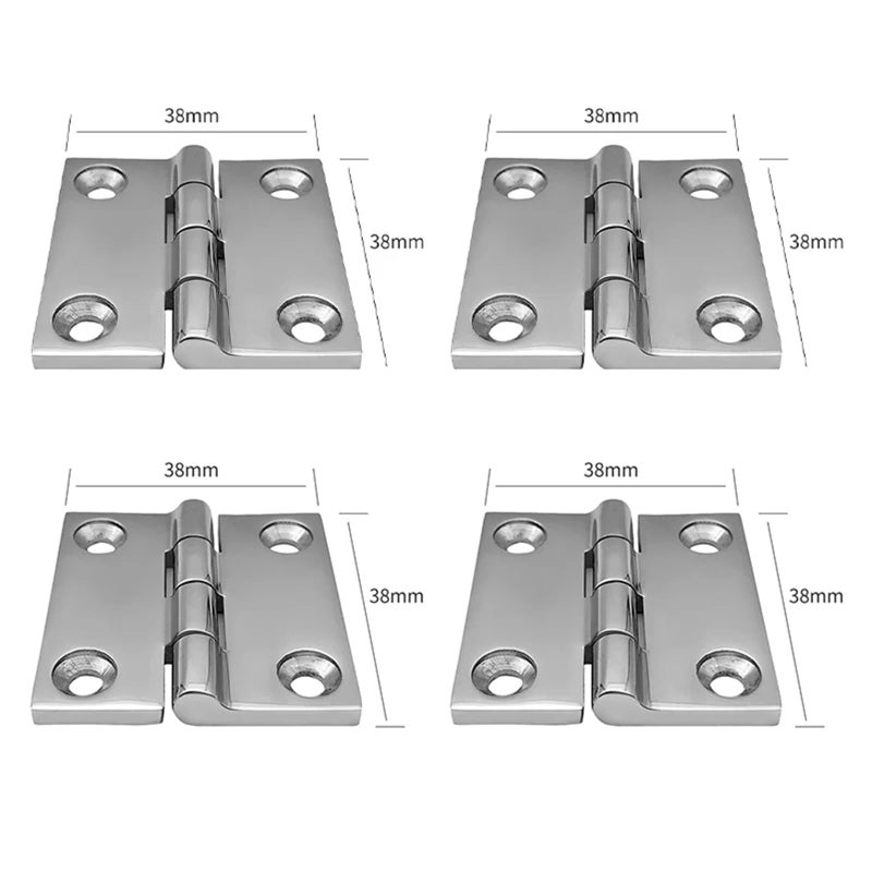 316 Stainless Steel Marine Boat Square Deck Door Hinge Polished Hardware 38x38mm 4pcs - Image 3