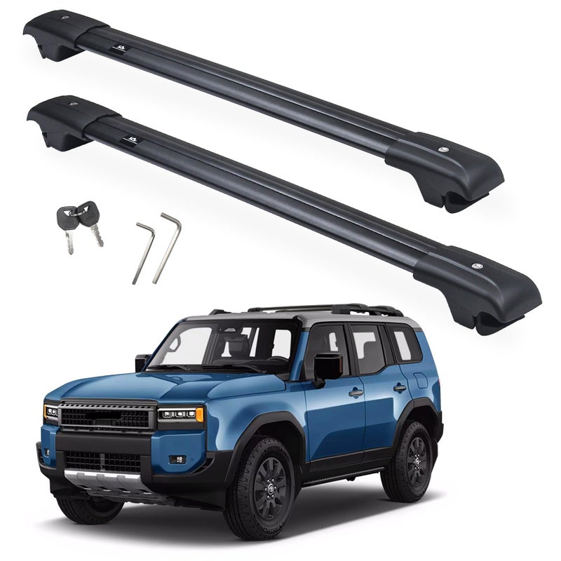 Autekcomma Heavy Duty Roof Rack Crossbars Replacement for Toyota Land Cruiser LC25020242025Anticorrosion Aircraft Aluminum Black Matte with AntiTheft Locks ONLY FIT ORIGINAL EXISTING SIDE RAIL