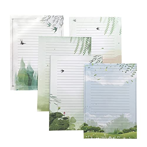 IMagicoo 50 Lined Writing Paper Set, Stationery Paper for Writing Letter, 100 GSM Printer Papers, 5 Different Style (11.7 x 8.26") - Image 2