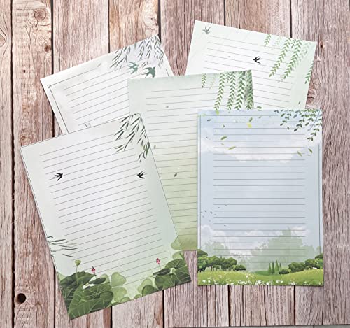 IMagicoo 50 Lined Writing Paper Set, Stationery Paper for Writing Letter, 100 GSM Printer Papers, 5 Different Style (11.7 x 8.26") - Image 3