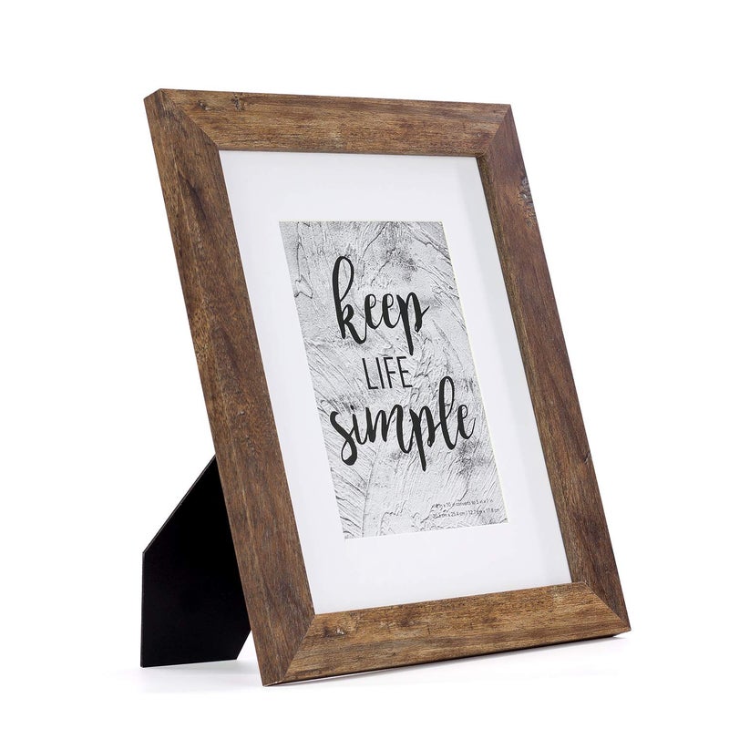 kennethan 8x10 Picture Frame Rotten Brown Wooden Frame with white mat For Tabletop and Wall Mounting Display for Home OfficeGalleryHoliday with Photos Posters