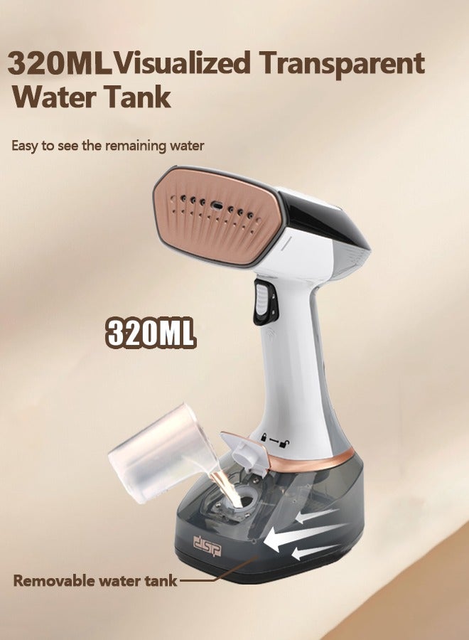 DSP Steamer for Clothes, 1400 Watt Portable Handheld Fabric and Garment Steamer with Fabric Brush & Measuring Cup,40-Second Fast Heat Up,320ml Detachable Water Tank,20 Min Continuous Steam for Powerful Wrinkle Remover for Home, Office and Travel, Black  - Image 5