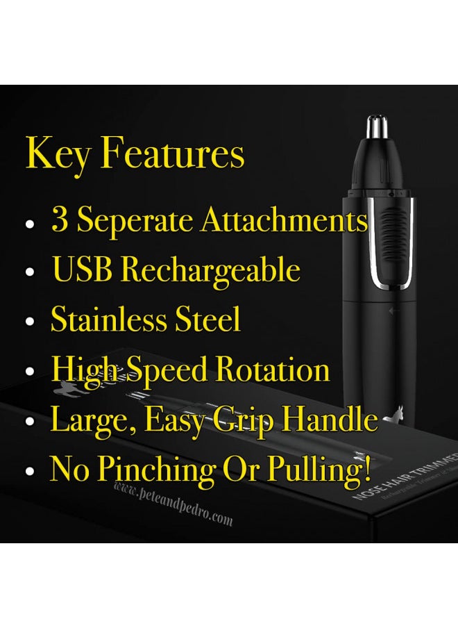 Pete & Pedro Nose & Ear Hair Trimmer Clipper Has 3 Attachments for Nose/Ear, Eyebrows Trimming, & Facial Hair Detailing | for Men & Women, Stainless Steel, Wet/Dry, USB | As Seen on Shark Tank - pzsku/Z059199D996040C5DF4E0Z/45/_/1728311120/d0f9b578-3ff6-427c-87b7-369d6c173ab1