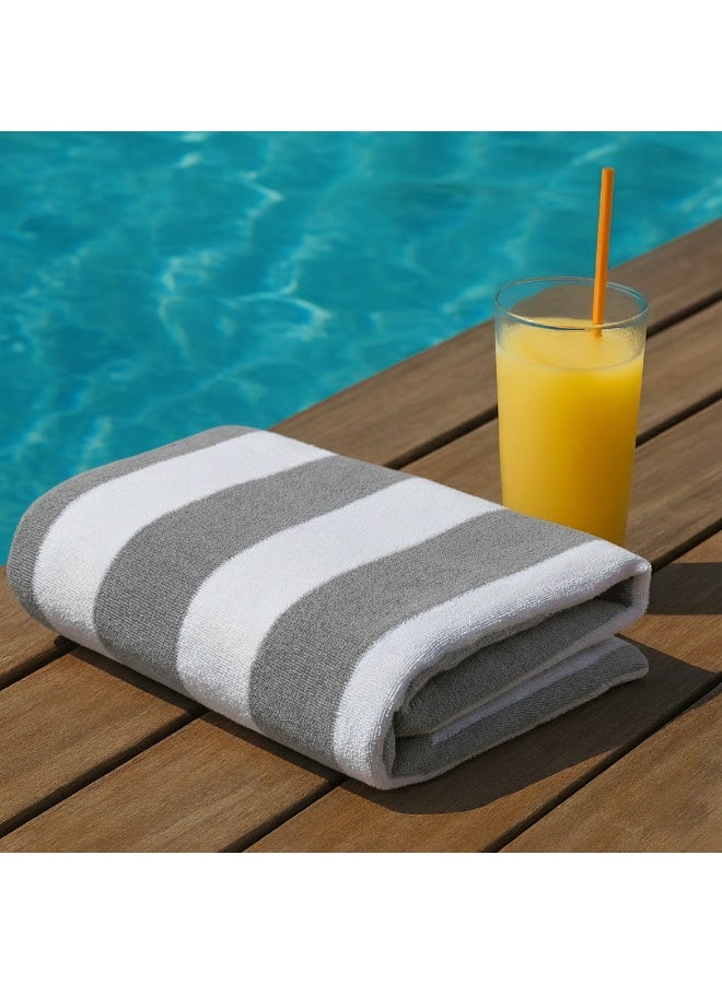 فابينني منشفتا شاطئ فاخرتان كبيرتان الحجم، 90×180 سم، منشفة حمام فاخرة مخططة، منشفة سبا كبيرة الحجم، مقاومة للرمال، منشفة فندقية 5 نجوم، رمادية اللون - Image 4