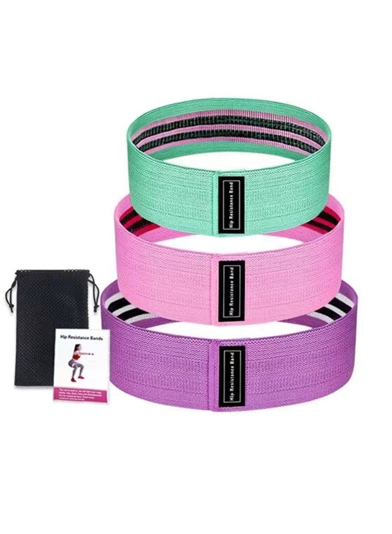 Generic Pack of 3 Fabric Resistance Loop Bands for Exercise & Workout - Non Slip Hip Booty Bands for Squats, Legs, Thigh, Glutes & Butt - Toning & Strength Training for Women & Men  - Image 1