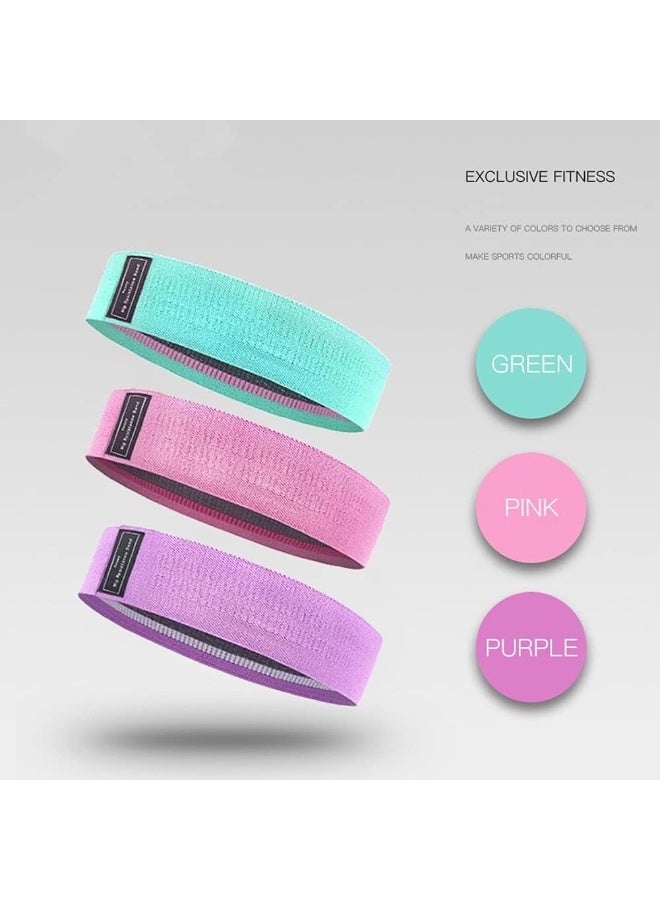 Generic Pack of 3 Fabric Resistance Loop Bands for Exercise & Workout - Non Slip Hip Booty Bands for Squats, Legs, Thigh, Glutes & Butt - Toning & Strength Training for Women & Men  - Image 4