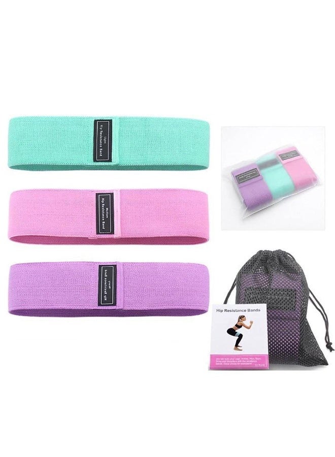 مجموعة 3 أشرطة مقاومة قماشية عالية الجودة – باندات غير قابلة للانزلاق لتمرين الورك والساقين والفخذين والمؤخرة – مثالية لتقوية وشدّ العضلات للنساء والرجال - Image 4