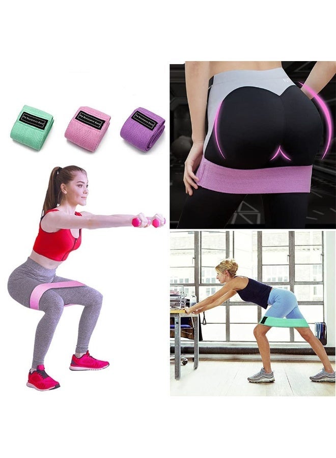 مجموعة 3 أشرطة مقاومة قماشية عالية الجودة – باندات غير قابلة للانزلاق لتمرين الورك والساقين والفخذين والمؤخرة – مثالية لتقوية وشدّ العضلات للنساء والرجال - Image 3