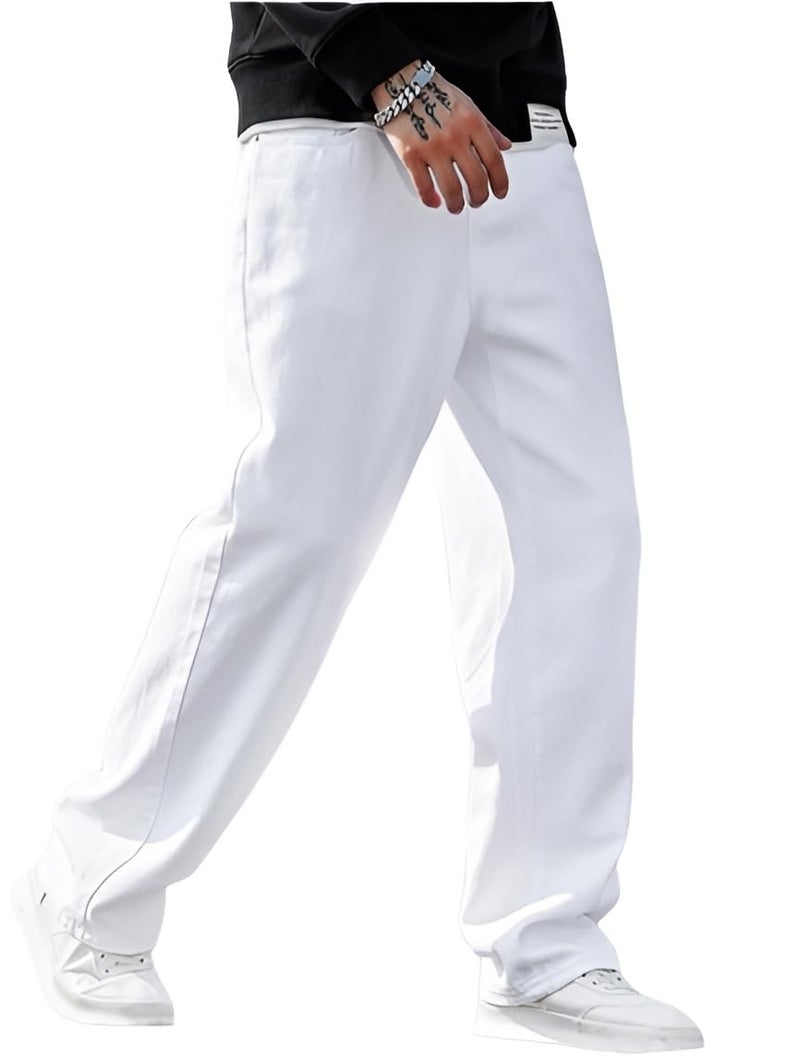 Ben Martin White Men Jeans || Baggy Fit Jean's for Man || Loose Fit High Rise Denim || Stretchable Casual Wear Jean,s || Dance Rap Rapping Style Pant for Men || Denim Cotton Jeans 36 (2) - Image 1