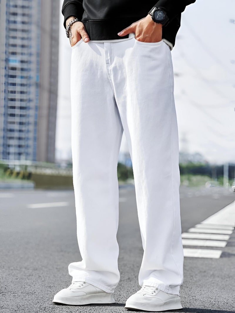 Ben Martin White Men Jeans || Baggy Fit Jean's for Man || Loose Fit High Rise Denim || Stretchable Casual Wear Jean,s || Dance Rap Rapping Style Pant for Men || Denim Cotton Jeans 36 (2) - Image 4