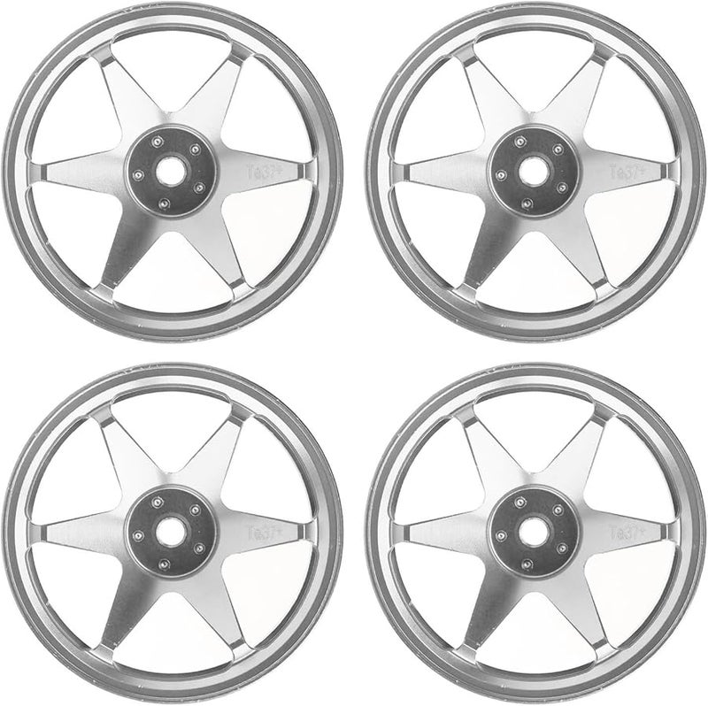 4 قطع من أقراص العجلات المصنوعة من سبائك الألومنيوم CNC باللون الفضي، مقاس 12 مم سداسي، لسيارة RC 1/10 - Image 4