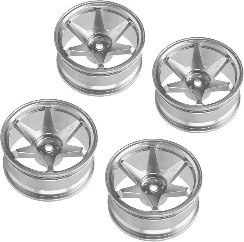 4 قطع من أقراص العجلات المصنوعة من سبائك الألومنيوم CNC باللون الفضي، مقاس 12 مم سداسي، لسيارة RC 1/10 - Image 5