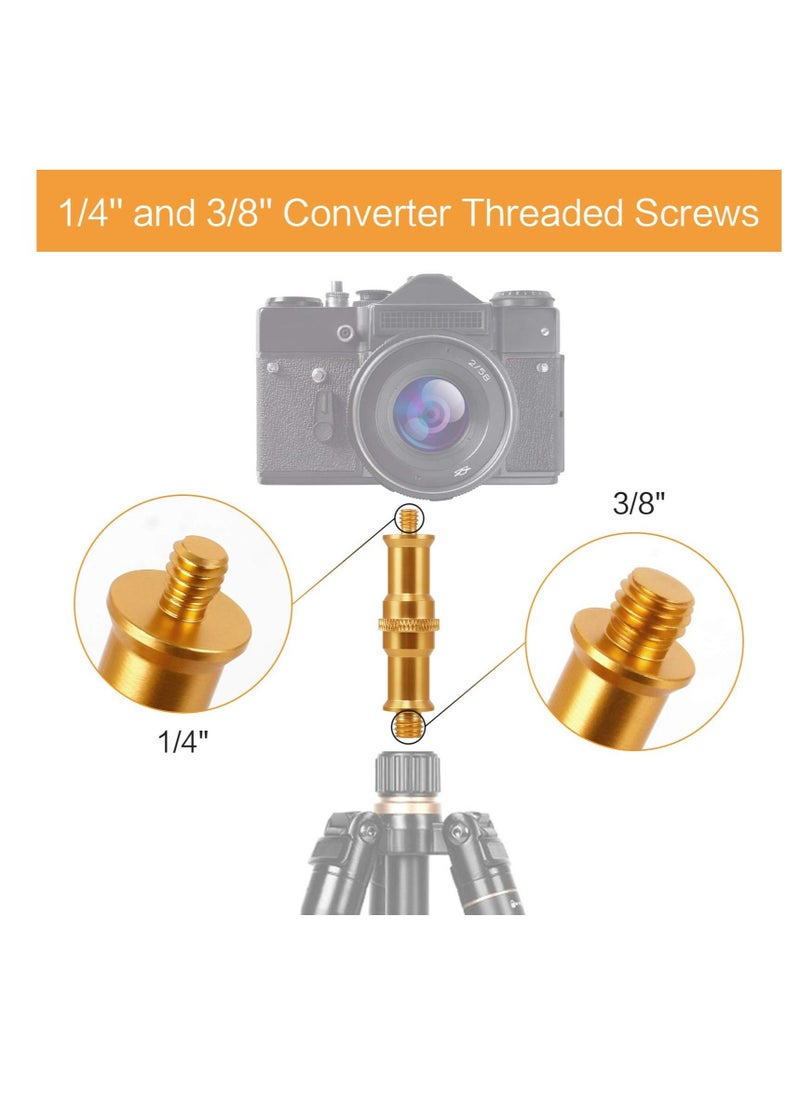 Y&D - Camera Tripod Threaded Adapter, 2Pcs 1/4 to 3/8 Screw Thread Adapter Set Camera, Accessories for Monopod Ballhead Light Stand Shoulder Rig (Gold) - Image 1