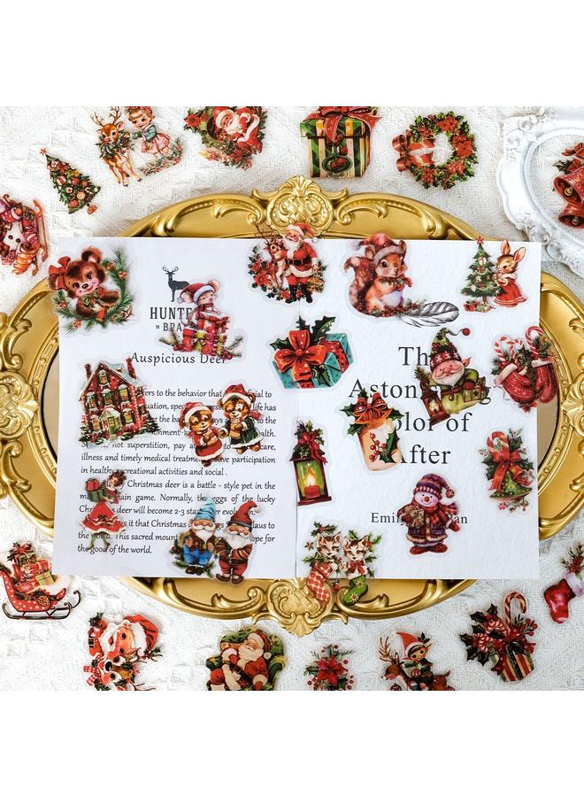 Bluejw 50 PET Christmas Santa Claus Theme Transparent Stickers Party Decoration Door And Window Refrigerator Stickers - Image 1