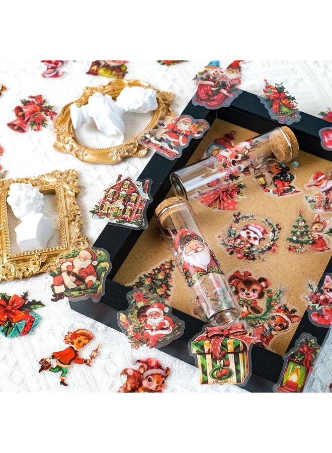 Bluejw 50 PET Christmas Santa Claus Theme Transparent Stickers Party Decoration Door And Window Refrigerator Stickers - Image 3